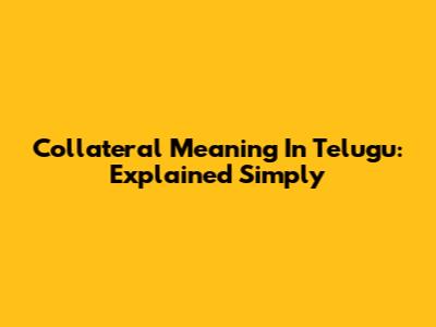 Collateral Meaning In Telugu: Explained Simply