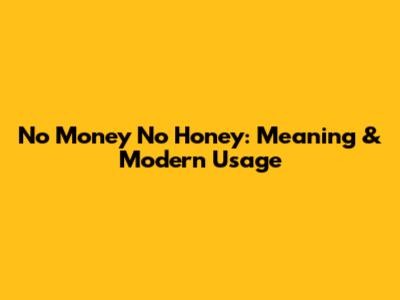No Money No Honey: Meaning & Modern Usage